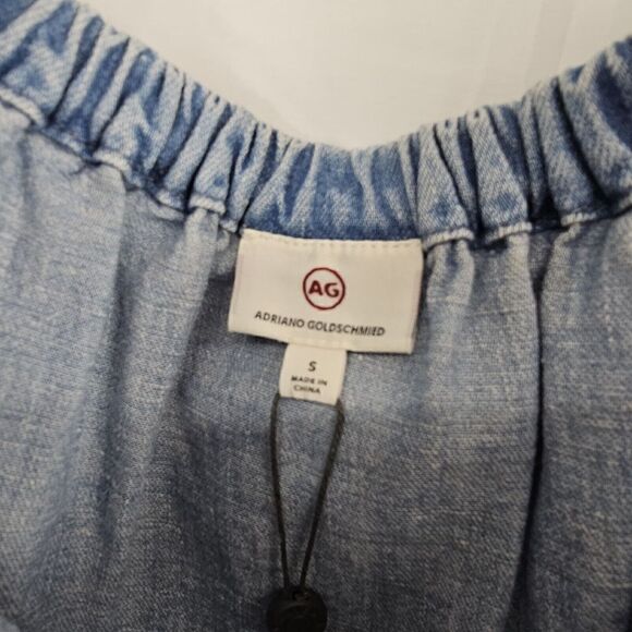 Adriano Goldschmied AG Medium Sylvia Off the Shoulder Chambray Top Sunwashed - Picture 6 of 8